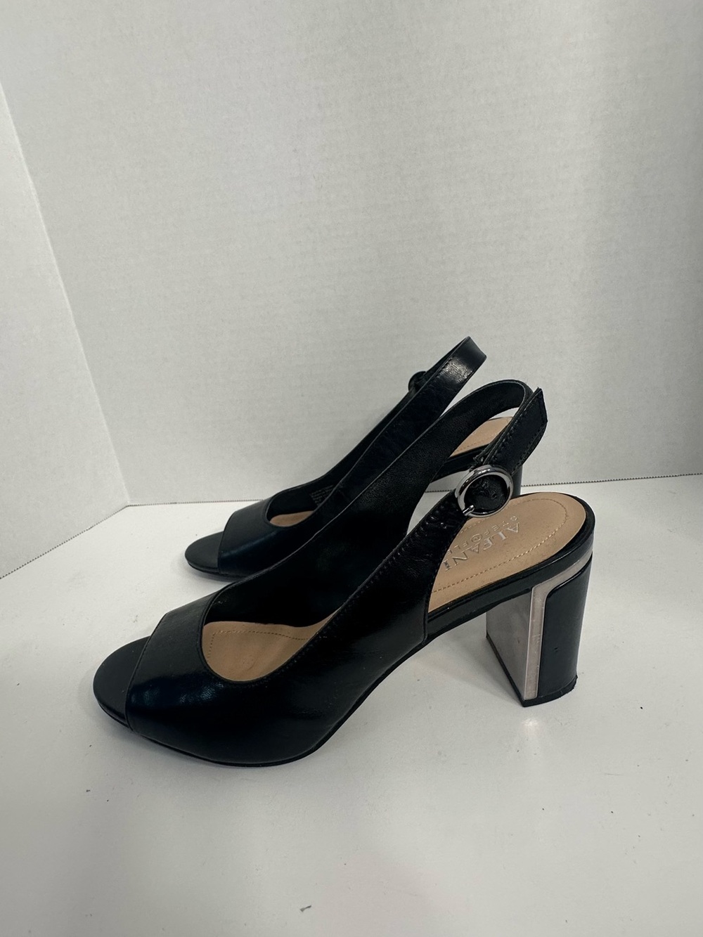 Alfani Black Leather Open-Toe Slingback Heels - Picture 6 of 10